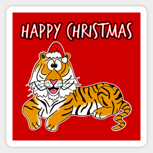 Christmas Tiger Santa Hat Safari Funny Wildlife Magnet